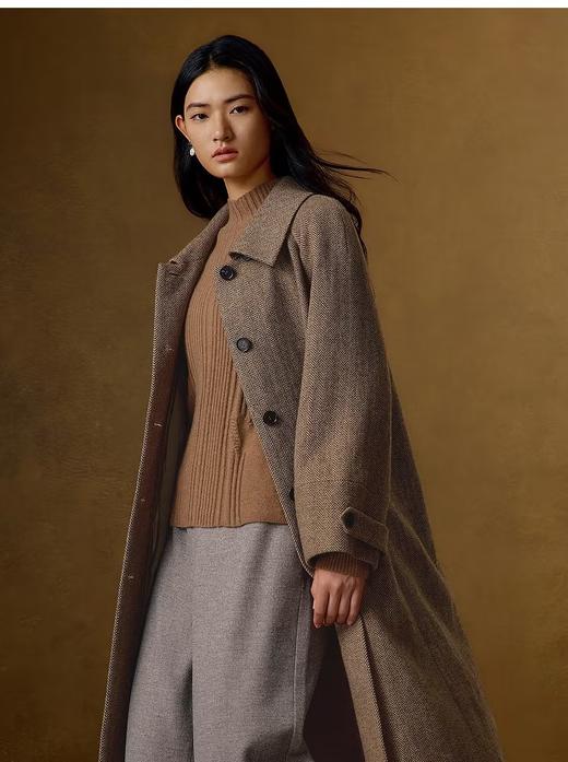 VGRASS维格娜丝24年冬季新款精仿羊毛人字纹大衣 商品图2