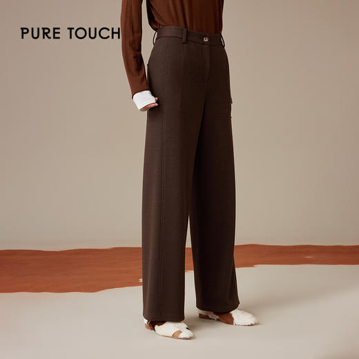 pure touch女士棕色复合型肌理直筒裤1368244425 商品图0