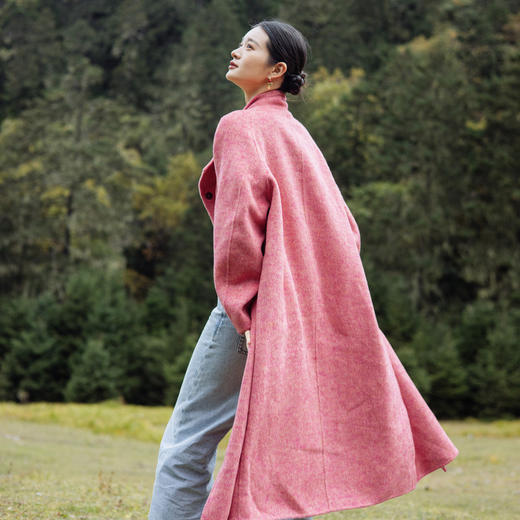 绽放旅行女装802朵/冬季温柔显白夹花感中长款简约休闲毛呢大衣 商品图1