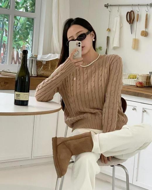 RalphLauren拉夫劳伦RL经典战马logo刺绣绞花纹麻花纽绳圆领长袖套头针织毛衣男女同款（BG） 商品图11