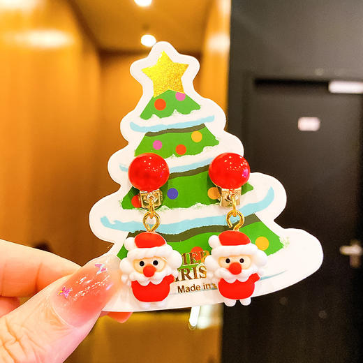 【圣诞节耳环】儿童耳夹可爱卡通圣诞老人麋鹿森系少女首饰耳环无儿洞女童耳饰。ry 商品图12