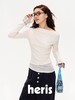 heris/H44114/斜肩一字领 针织拼接不对称 长袖上衣 商品缩略图0