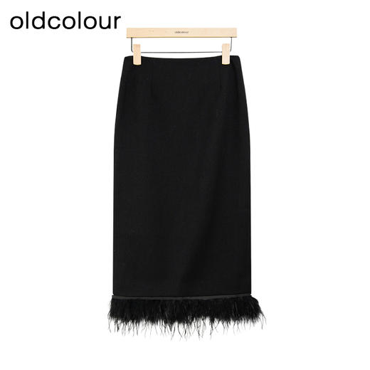 oldcolour冬季新款高腰设计感气质百搭简约直筒半身裙女P460602A1 商品图2