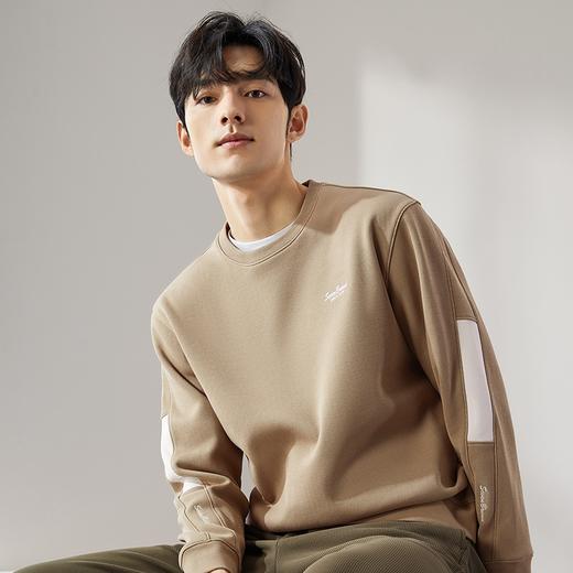 【抗静电】柒牌男装圆领卫衣男2024秋冬厚款时尚休闲加绒保暖上衣	127W70580 商品图1