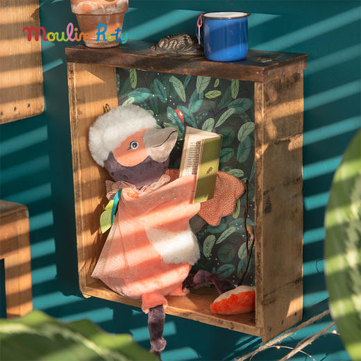 Moulin Roty 小橘鸟精灵 多功能/启蒙玩偶 内置响纸摇铃 菱形格放大镜 适合0岁以上 丛林系列-668071 商品图5