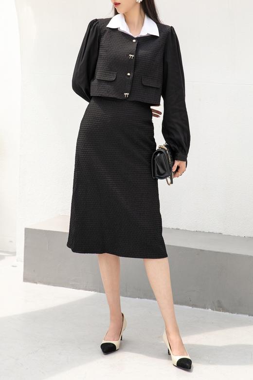 Le Malene 小香风方领拼接短款外套半裙套装 14480 商品图4