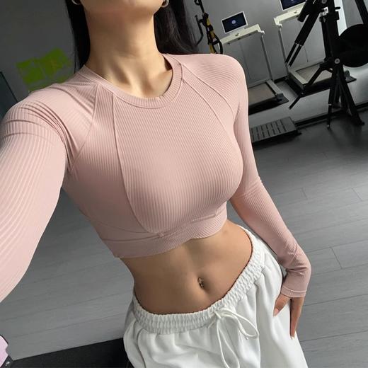 跃牌【小甜心】系列 速干跑步短款露脐弹力紧身健身长袖t恤9066 商品图3