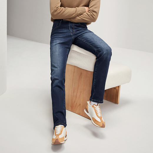 【高弹】柒牌水洗牛仔裤男2024秋冬新款时尚休闲中青年直筒长裤子	127H72520 商品图1