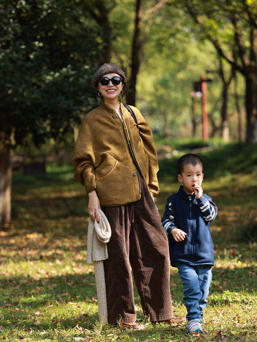 PETIT SCHAN小闪 CLO#626 Laugh-O-Grams 小欢喜 棉柞蚕丝松紧腰灯芯绒阔腿萝卜裤 商品图6