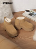 EVERAU羊皮毛一体雪地靴女士冬季新款粗跟短筒高跟女靴 UEA3014 商品缩略图1