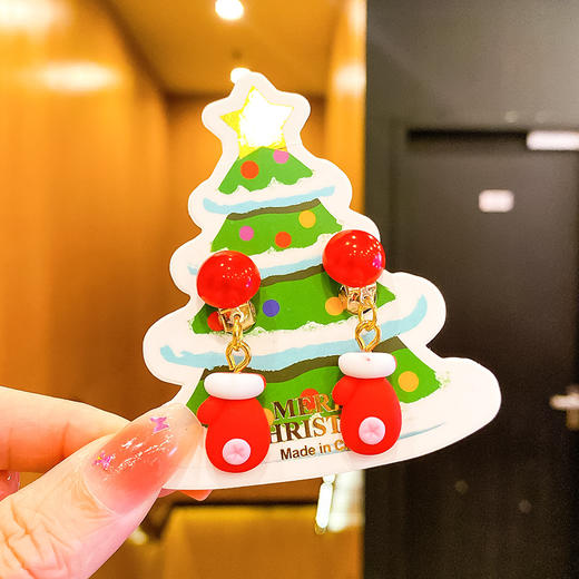 【圣诞节耳环】儿童耳夹可爱卡通圣诞老人麋鹿森系少女首饰耳环无儿洞女童耳饰。ry 商品图5