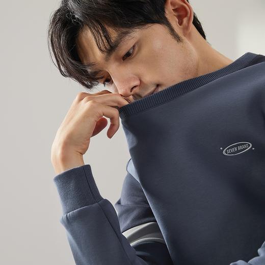 柒牌男士拼接休闲卫衣2024秋季新款时尚潮流青年百搭简约圆领上衣	127W70460 商品图2