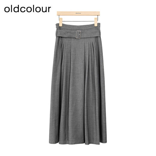 oldcolour冬季新品纯色高腰百搭显瘦配腰带气质半身裙女P420601A1 商品图0