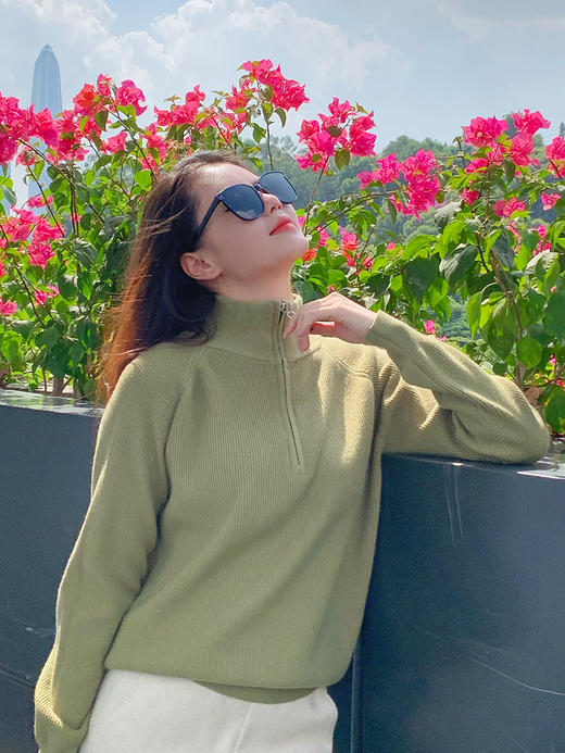 【百图lulu定制】【极简毛衣】极简风 拉链 抗起球安迪绒 柔软 长袖毛衣 商品图10