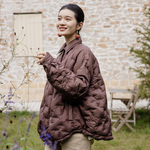 绽放787朵/冬季大廓形衬衫款外套翻领轻薄宽松保暖休闲保暖羽绒服 商品图4