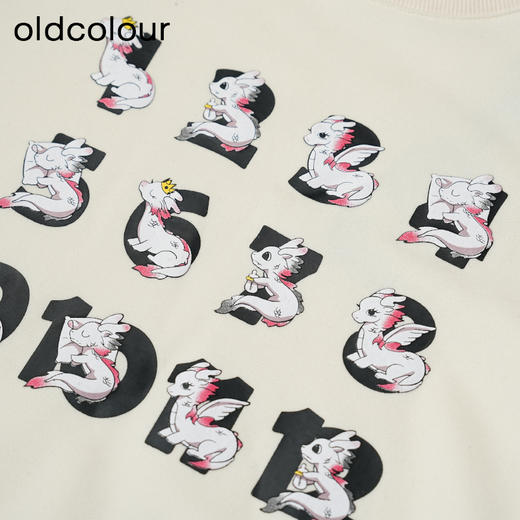 oldcolour冬季新款简约休闲印花宽松气质百搭圆领卫衣女P460201A1 商品图2