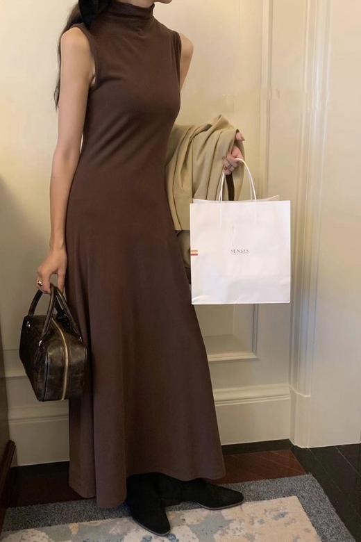 SIA SAYLOR 棕咖美拉德高领连衣裙 19237 商品图0