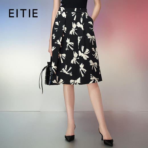 EITIE爱特爱春季新款时尚高级气质高腰印花显瘦舒适半身裙7706401 商品图0