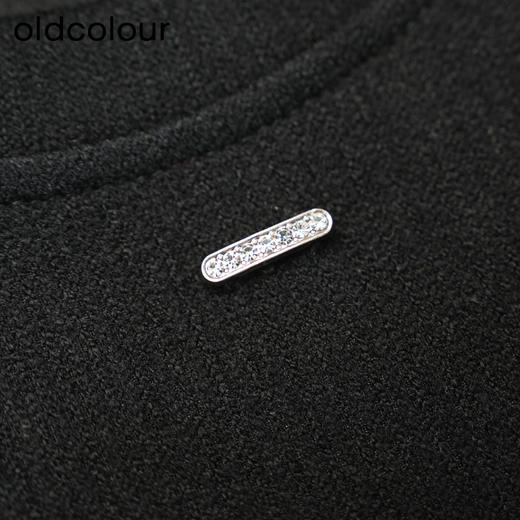 oldcolour冬新款皮质小黑裙针织拼接PU皮设计感连衣裙女P431002A1 商品图2