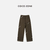 COCO ZONE 美拉德秋冬薄绒格纹翻裤脚直筒牛仔裤23C19830 商品缩略图1