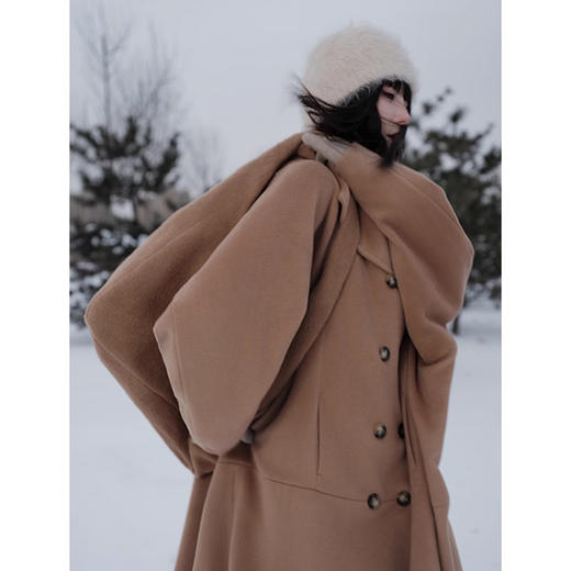 UMILAB【南山】小众暗黑100%澳洲j细美丽诺羊毛茧型松弛大衣C826W 商品图1