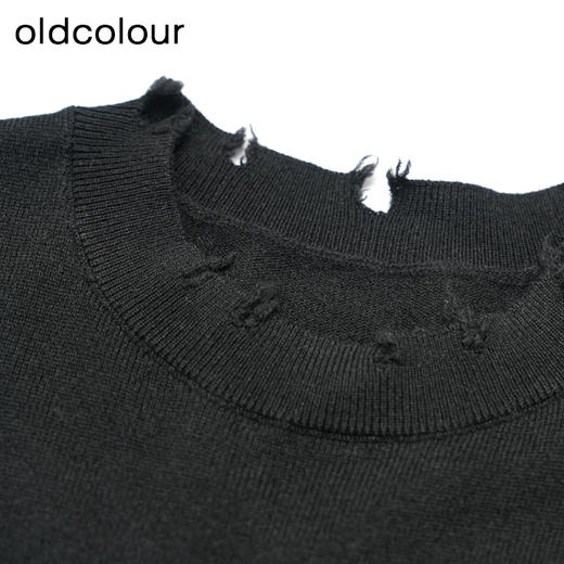 oldcolour黑色简约气质宽松百搭短款针织衫女P440509A1 商品图2