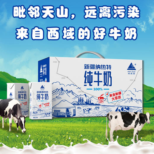 【新疆帮扶】纳热特丨新疆大草原 NARAT 纳热特纯牛奶 250ml*12盒 商品图0