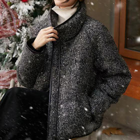 繁星羽绒！2024羊毛编织粗花呢95鹅绒服短款外套小香风羽绒服秋冬女装！