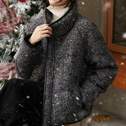繁星羽绒！2024羊毛编织粗花呢95鹅绒服短款外套小香风羽绒服秋冬女装！ 商品图0