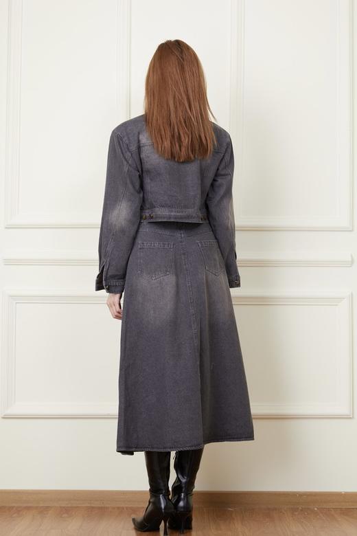 WHO KNOWS 复古黑灰色牛仔外套半裙套装 19260 商品图3