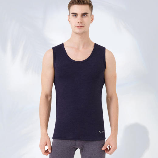 【惊喜价】皮尔卡丹男士保暖背心秋冬季加厚加绒青年打底内衣单件紧身上衣 商品图0