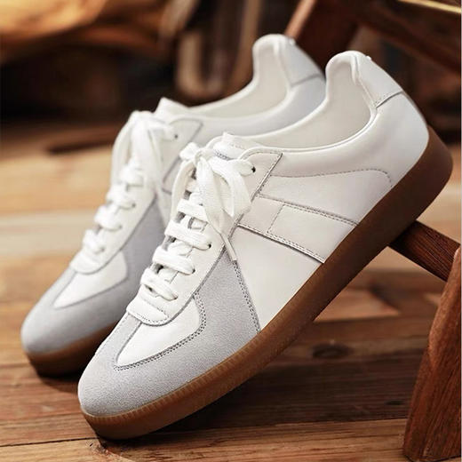 【顺丰包邮】11400 洛诗琳高级感白灰色复古经典德训鞋男202466 商品图4