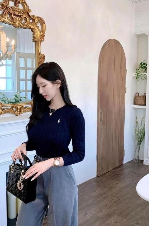 RalphLauren拉夫劳伦RL经典战马logo刺绣绞花纹麻花纽绳圆领长袖套头针织毛衣男女同款（BG） 商品图10