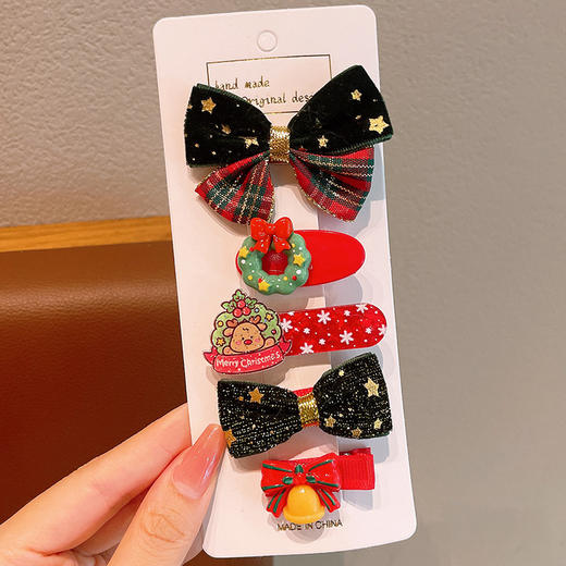 【儿童圣诞节发夹】红色蝴蝶结发卡 小女孩雪人头饰 节日装扮发饰装饰品 商品图6