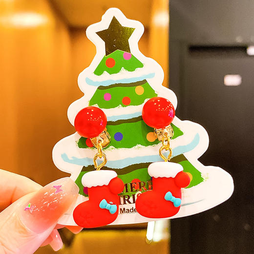 【圣诞节耳环】儿童耳夹可爱卡通圣诞老人麋鹿森系少女首饰耳环无儿洞女童耳饰。ry 商品图2