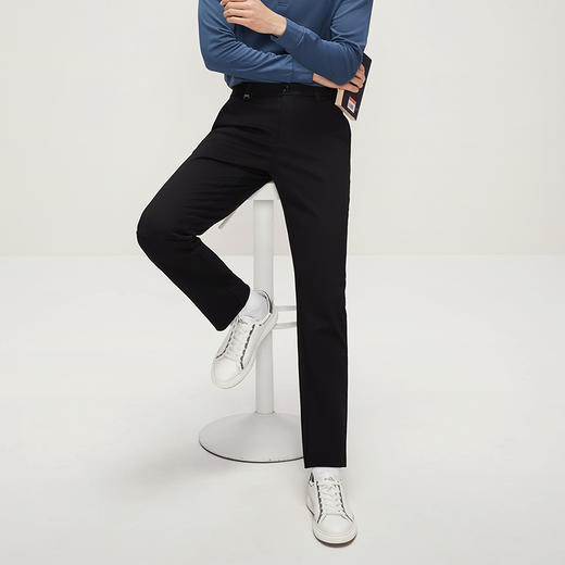 柒牌直筒休闲裤男2024秋冬新款商务青年舒适百搭修身男士针织长裤	127H72620 商品图1