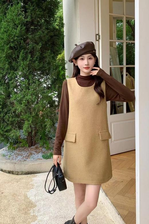 amadella 中领棕色美拉德背心裙套装 19257 商品图2