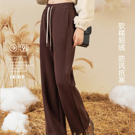 秋冬貂绒糯米直筒裤厚款休闲时尚暖呼呼松弛感长裤560g阔腿裤XZ3693 商品图2