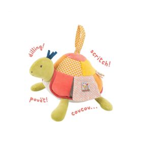 Moulin Roty 乌龟玩偶 多功能/启蒙玩偶 适合0岁以上 协助婴儿感官发育 可悬挂 森林和原野系列 法国品牌-658063