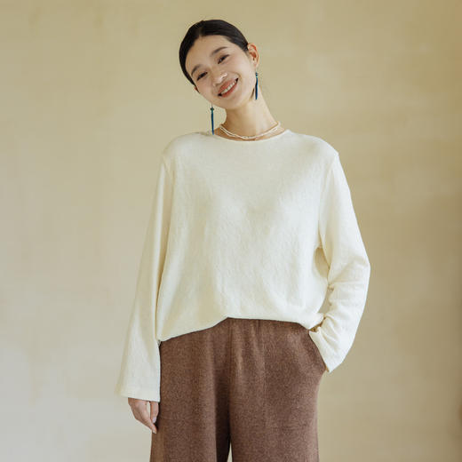 绽放旅行女装270朵/两穿羊毛提花前后长袖宽松保暖H型T恤羊毛衫 商品图0