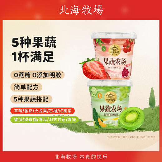 【新品】北海牧场果蔬农场0蔗糖酸奶5种果蔬风味发酵乳300g*6杯 商品图0