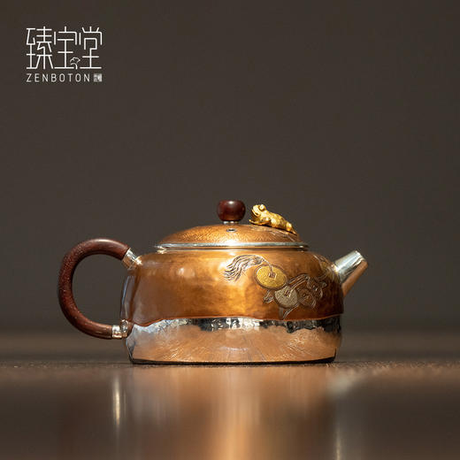 臻宝堂银壶 铜包银金蟾茶壶纯手工999足银泡茶壶中式茶具高端小壶流金岁月-金蟾120ml 商品图0