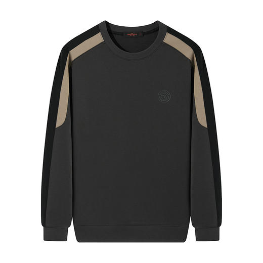 柒牌男装长袖卫衣男2024秋季新款时尚休闲中青年拼接圆领套头上衣	127W70470 商品图4