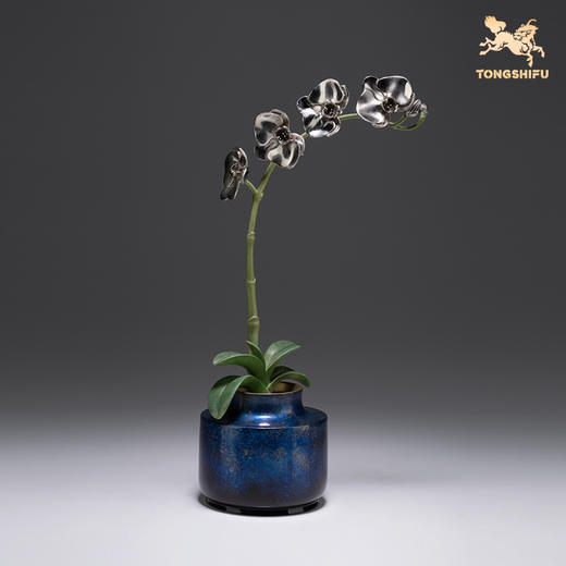 铜师傅《蝴蝶兰》客厅桌面白铜兰花摆件 家居装饰工艺品 商品图3