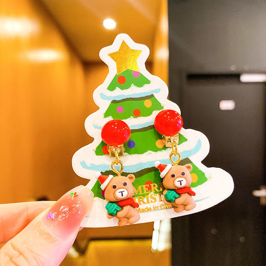 【圣诞节耳环】儿童耳夹可爱卡通圣诞老人麋鹿森系少女首饰耳环无儿洞女童耳饰。ry 商品图3