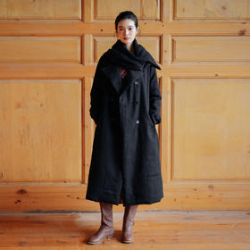 绽放546朵/冬季加厚帅气廓形搭配*双排扣围巾白鹅绒长款风衣