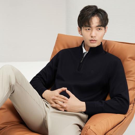【加绒】柒牌毛衣男2024秋冬新款商务休闲含羊毛保暖半开立领毛衫	127Y70800 商品图1