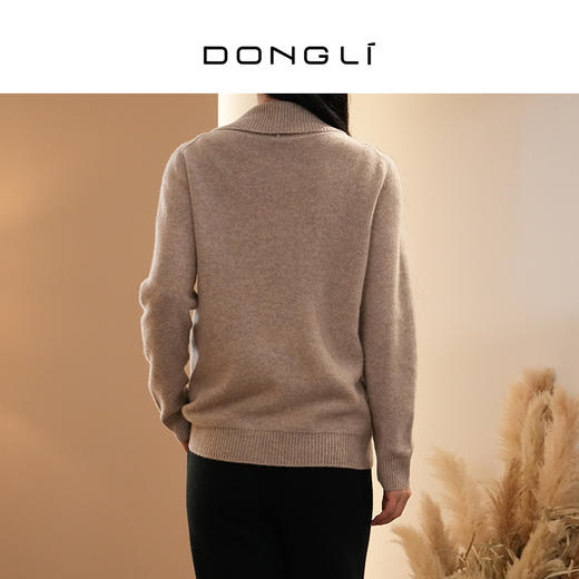 DONGLI&张继成联名款 山羊绒 女士秋冬翻领针织开衫百搭复古纯色220174 商品图1