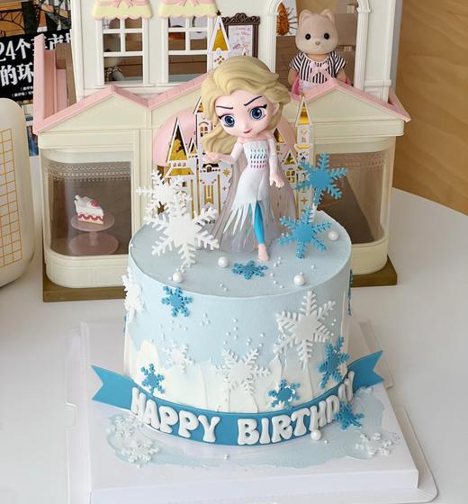 【臻品系列】---【冰雪艾莎】送女孩、周岁生日蛋糕 商品图0