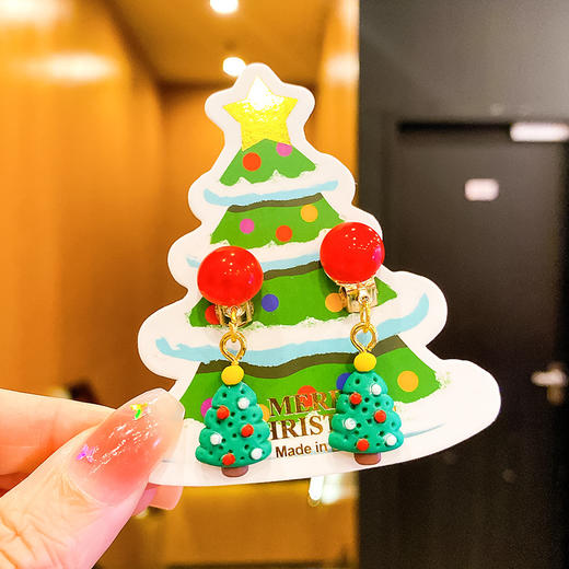 【圣诞节耳环】儿童耳夹可爱卡通圣诞老人麋鹿森系少女首饰耳环无儿洞女童耳饰。ry 商品图11